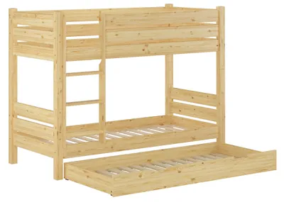 Produktbild von Teilbares Stockbett massiv Kiefer 90x200 Etagenbett Nische 80 cm Zubehör wählbar V-60.16-09T80Rollrost und Gästebettkasten inkl.