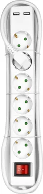 Produktbild von Tischsteckdosenleiste, 6-fach mit 2 USB Ladebuchsen