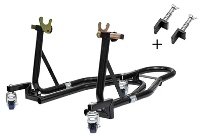 Immagine prodotto di Cavalletto per moto BIKETEC PRO con adattatori V e L su carrello