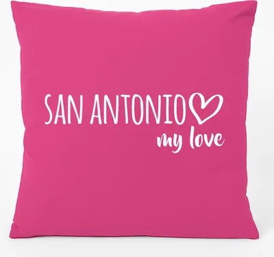 Produktbild von Huuraa Kissen San Antonio my love 40x40cm mit Füllung Fuchsia Baumwolle Dekokissen Geschenkidee