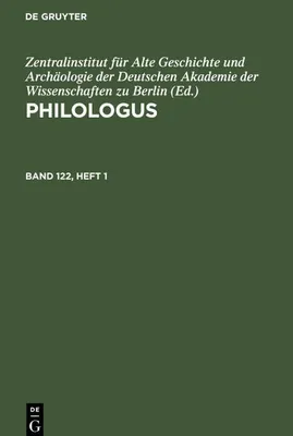 Produktbild von Philologus, Band 122, Heft 1, Philologus Band 122, Heft 1