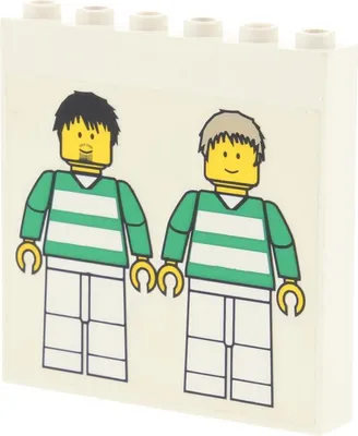 Produktbild von 1x Lego Wand Panele 1x6x5 weiß Sticker 2 Fußball Spieler Bau Stein 3754pb08