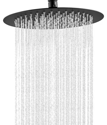 Runder Regenduschkopf 20 cm, matt schwarz, Edelstahl 304, Hochdruck