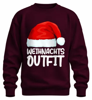 Produktbild von Weihnachtsmann Nikolaus Santa Hat Ugly Christmas Sweater Sweatshirt Pullover, Burgundy, 3XL