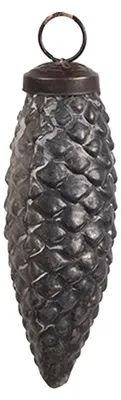 Produktbild von Clayre & Eef Weihnachtskugel Ø 5x11 cm Silberfarbig Braun Glas