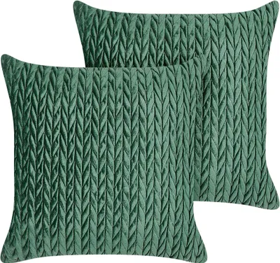 Zdjęcie produktu dla BELIANI Komplet 2 poduszek zielone poliester 45 x 45 cm zestaw poduch ozdobnych