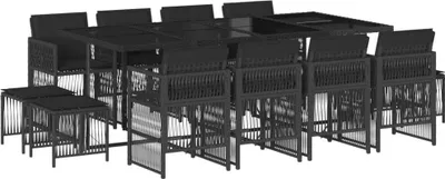 Produktbild von vidaXL 13-tlg. Garten-Essgruppe mit Kissen Schwarz Poly Rattan