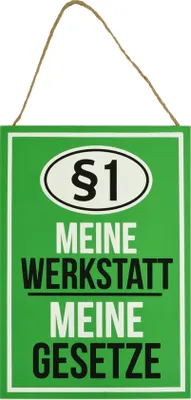 Produktbild von Wandbild MDF Holz 20x30cm „Meine Werkstatt meine Gesetze“ Wanddeko Schild Bild
