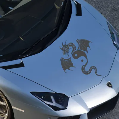Produktbild von Aufkleber - Autoaufkleber "Yin Yang Drache" 30cm x 24cm Graphit metallic - Tuning Carystyling Heckscheibe Auto