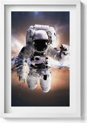 Produktbild von Astronaut im Weltraum– Wandbild mit Rahmen – Gerahmtes Bild  – Wanddekoration – 40x60 cm – Weiß