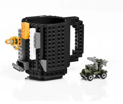 Zdjęcie produktu dla Kreatywny kubek do kawy zgodny z LEGO, kubek z klockami 350 ml - czarny