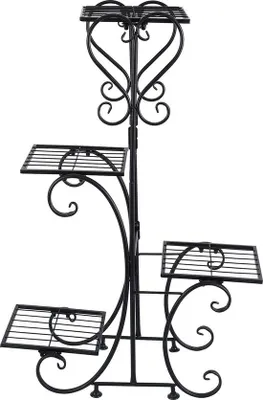 Immagine prodotto di Scaffale per fiori - 4 ripiani - Acciaio verniciato - Per interni e balconi - Per molti vasi da fiori - Soluzione elegante per riporre ed esporre i fiori - 81 cm