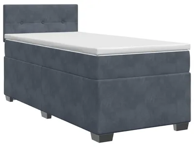 Image de vidaXL Lit boxspring avec matelas gris foncé 90 x 190 cm velours