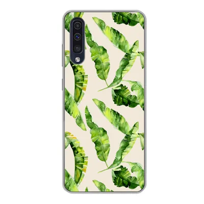 Produktbild von MuchoWow® Handyhülle Schutzhülle Hülle für Samsung Galaxy A50 Blatt - Tropisch - Muster Silikon Softcase Handy Hülle - Mobiltelefonhülle