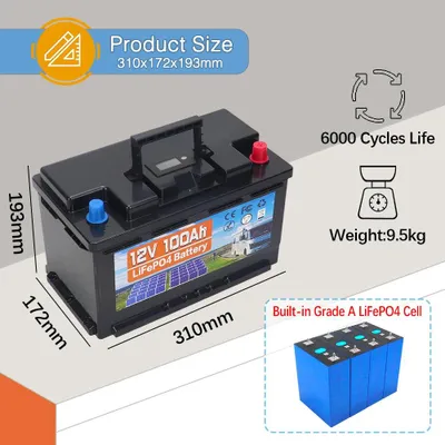 Productafbeelding van Li-ion Accu - LiFePO4 Batterij - Oplaadbare Accu - Energieopslag Batterij - 12V 100Ah - Hoge Capaciteit 1280Wh