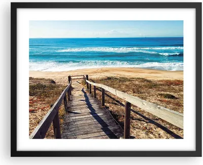 Produktbild von Gerahmtes Poster - Schwarzer Rahmen - Meer Strand Eintritt - 50x40 cm - Wand Bild - Wanddeko - Wandbilder - Kunstposter - Wandposter - Bilderrahmen - Bilder - Kunstdruck - Wandbild - P2BAA50x40-4359