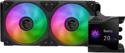 Immagine prodotto di Raffreddamento ad acqua per PC MSI MPG CORELIQUID D240, radiatore da 240 mm, ventola da 12 cm, cuscinetti a sfera, nero