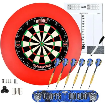 Produktbild von Professional Perfection Dartscheibe mit Pfeilen Steeldartscheibe aus Sisal mit Rotschutzring