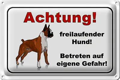 Produktbild von Blechschild Achtung 30x20cm freilaufender Hund Gefahr