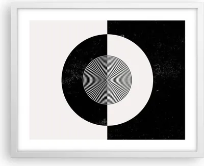 Produktbild von Gerahmtes Poster - Weißer Rahmen - Abstraktion Rad Schwarz und Weiß - 50x40 cm - Wand Bild - Wanddeko - Wandbilder - Wandposter - Bilderrahmen - Bilder - Kunstdruck - Wandbild - P2WAA50x40-4316