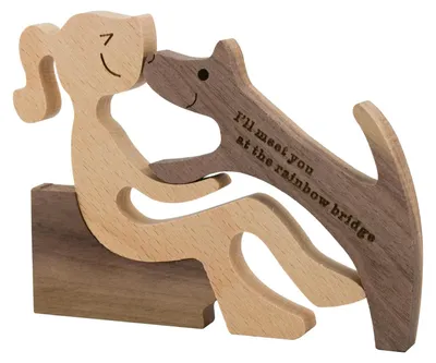 Produktbild von Holz Hundestatue - Handgefertigte Skulptur für Wohnkultur
