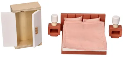 Produktbild von Lelin Puppenhaus Schlafzimmer-Möbelset aus Holz