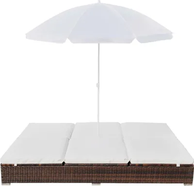 Produktbild von vidaXL Outdoor-Loungebett mit Sonnenschirm Poly Rattan Braun