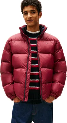 Immagine prodotto di Giacca imbottita Tommy Jeans da uomo, modello Essential Down Jacket, calda, colore rosso (vinaccia), taglia S