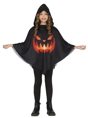 Produktbild von Kürbis Kostüm Kinder Poncho mit Kapuze Schwarz FIESTAS GUIRCA Halloween