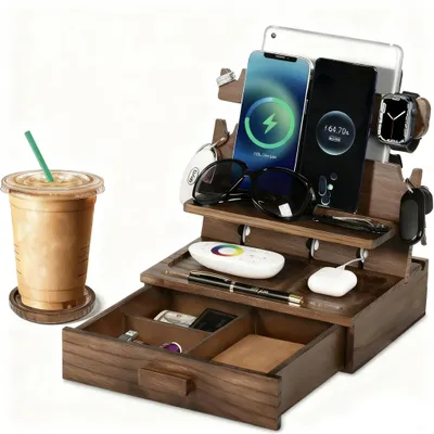 Produktbild von Holz-Dockingstation mit Schubladen für mobile Geräte