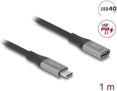 Imagen del producto de Cable extensor USB-C macho a hembra, 40 Gbps, 240W PD, 1 metro - Gris