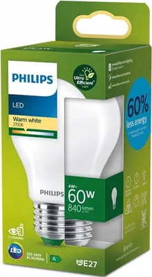 A product box for a Philips LED light bulb.