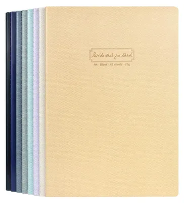Produktbild von A4 Notizbuch 8er Set, Leer, Fadenheftung, 48 Blatt, 70g/m², Softcover (4 Farben)