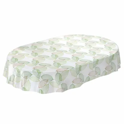 Produktbild von Tischdecke Wachstuch Blumen Grau Robust Wasserabweisend Oval Breite 140 cm Länge 240 cm