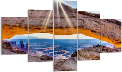 Produktbild von Bild auf Leinwand - Leinwandbild - Felsen Ansicht Landschaft - 125x70cm - Wand Bild - Wanddeko - Leinwanddruck - Bilder - Kunstdruck - Wanddekoration - Leinwand bilder - Wandkunst - EA125x70-0184