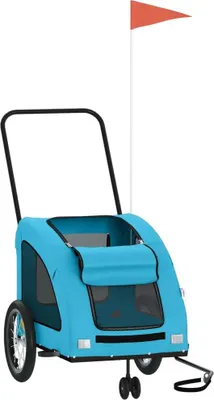 Produktbild von vidaXL Fahrradanhänger Hunde Blau Oxford-Gewebe und Eisen