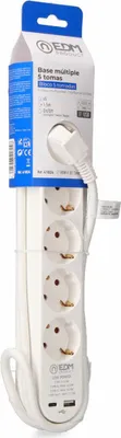 Image de Multiprise 5 Prises Usb Edm 5 Prises Schuko, 2 Usb (a+c), Interrupteur - Edm