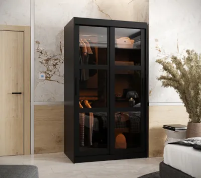 Produktbild von Kleiderschrank KATIE 3 - 100 cm, schwarz / schwarz