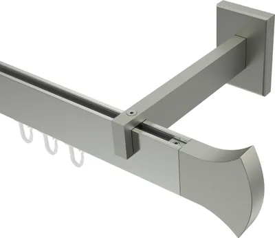 Produktbild von Interdeco Innenlaufstange / Gardinenstange mit Innenlauf Edelstahl-Optik, Typ Smartline Conex (Rundung), 14x35 mm 1-läufig, 240 cm