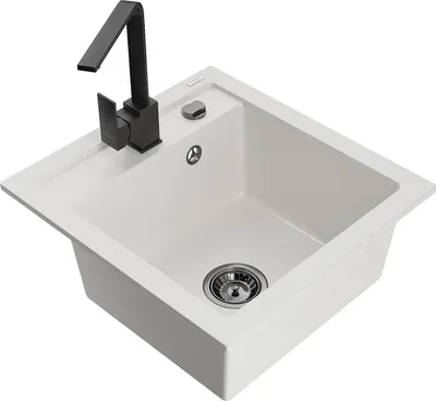 Produktbild von Mexen Vito 1-Becken-Granit-Spüle mit Mischbatterie Rita, Weiß - 6503-20-670300-70