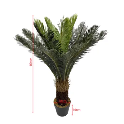 Zdjęcie produktu dla Rebecca Mobili Sztuczna roślina Cycas Siyar 90x35x35 Polietylen Zielony Brązowy
