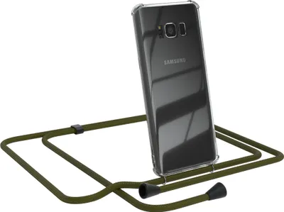 Produktbild von EAZY CASE Handykette kompatibel mit Samsung Galaxy S8, Handyhülle mit Umhängeband, Handykordel, Schutzhülle Clear, Band in Grün
