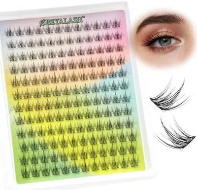 Produktbild von Natürlich wirkende Wimperncluster, 144 Stück, C-Curl, Wimpernverlängerung 10-13 mm, einzelne falsche Wimpern zum Selbermachen