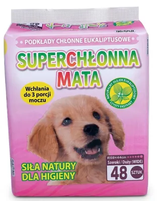 Produktbild von Superabsorbierende 4-lagige Trainingsunterlagen für Hunde und Katzen mit Eukalyptus-Extrakt, 48 Stück, 44 × 59 cm.