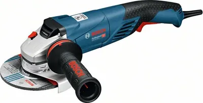 A Bosch angle grinder is shown against a white background.