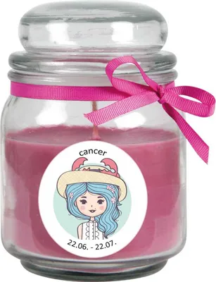 Produktbild von Sternzeichen Duftkerze Lavendel im Bonbonglas ( Krebs ) - viele Motive zur Auswahl, 300g - Brenndauer bis zu 70 Std - Cancer