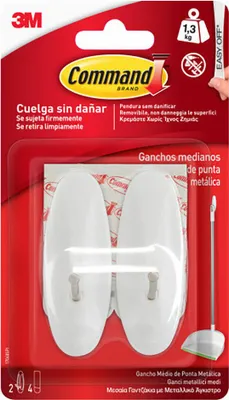 Produktbild von Haken zum Aufhängen 3M 1,3 kg 29 X 79 X 29 MM Weiß Metall (2 Stück)