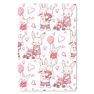 Produktbild von MuchoWow® Mauspad Mousepad Kaninchen - Liebe - Muster 40x60 cm - Mousepads - Maus Mat - Pad - Mausunterlage - Schreibtisch Accesoire