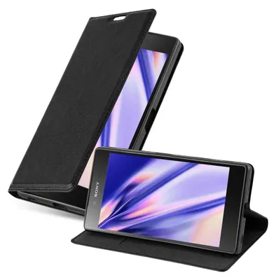 Obrázek produktu pro Cadorabo Case for Sony Xperia Z5 Protective Case in Black Pouzdro na mobilní telefon s magnetickým zavíráním