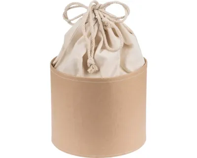 Produktbild von Pappbox mit Baumwollsack rund Ø 15x12 cm